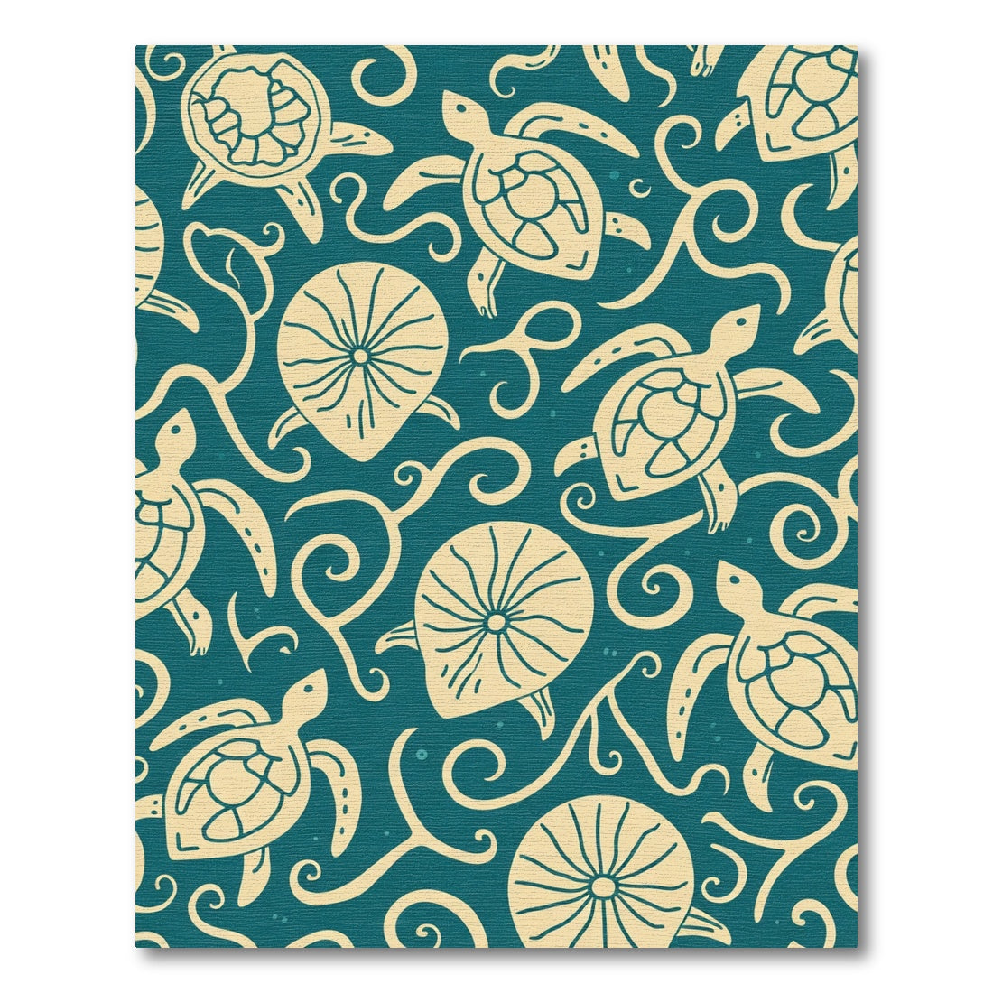 Coastal Teal Turtle Swirl Rug