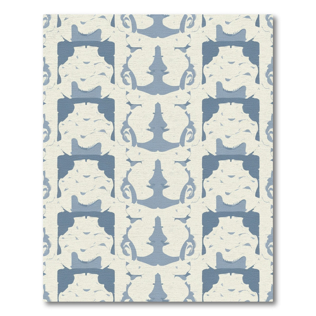 Pale Blue Cream Abstract Mirror Image Rug