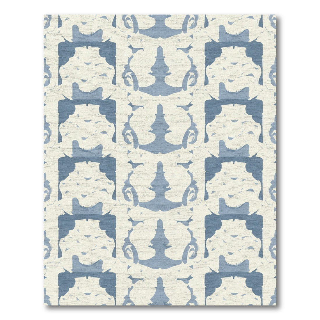 Pale Blue Cream Abstract Mirror Image Rug