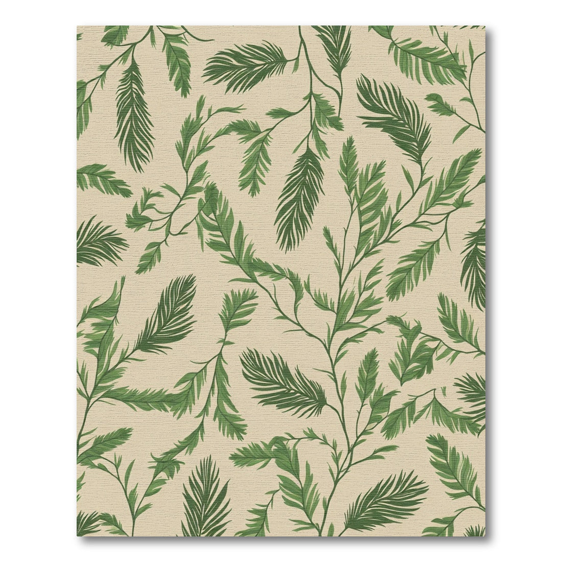 Lush Green Branch Foliage Pattern Rug
