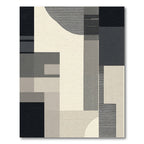 Minimalist Geometric Black and Ivory Rug