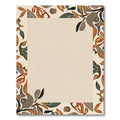 Earthy Terracotta Abstract Leaf Border Rug