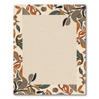 Earthy Terracotta Abstract Leaf Border Rug