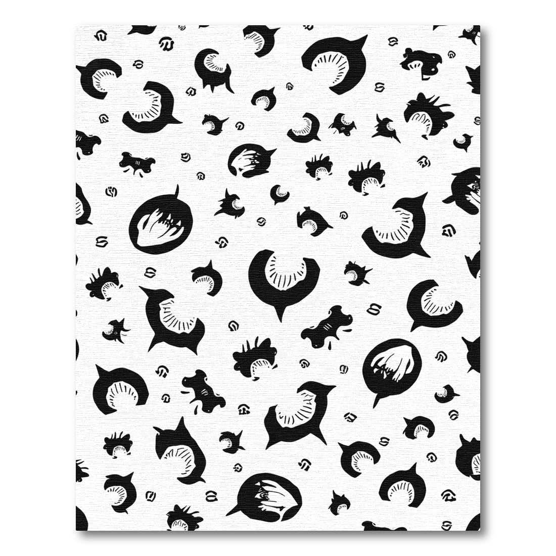Abstract Black Jagged Forms Rug