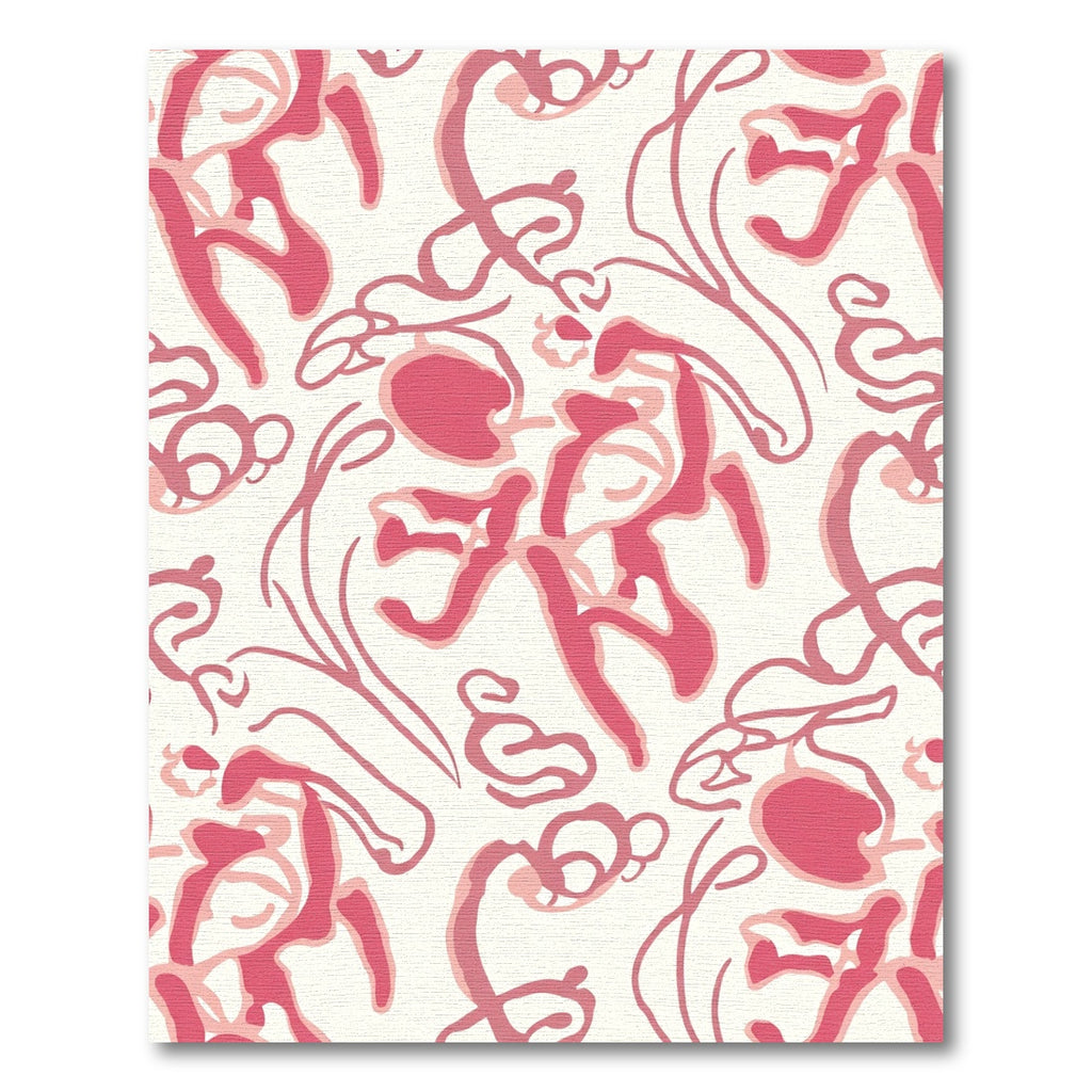 Abstract Pink Calligraphy Swirl Rug