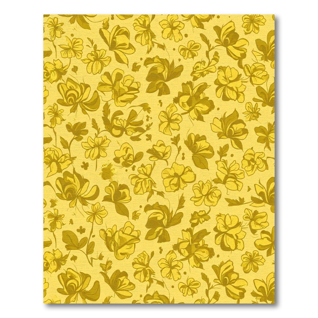 Golden Yellow Floral Illustration Rug
