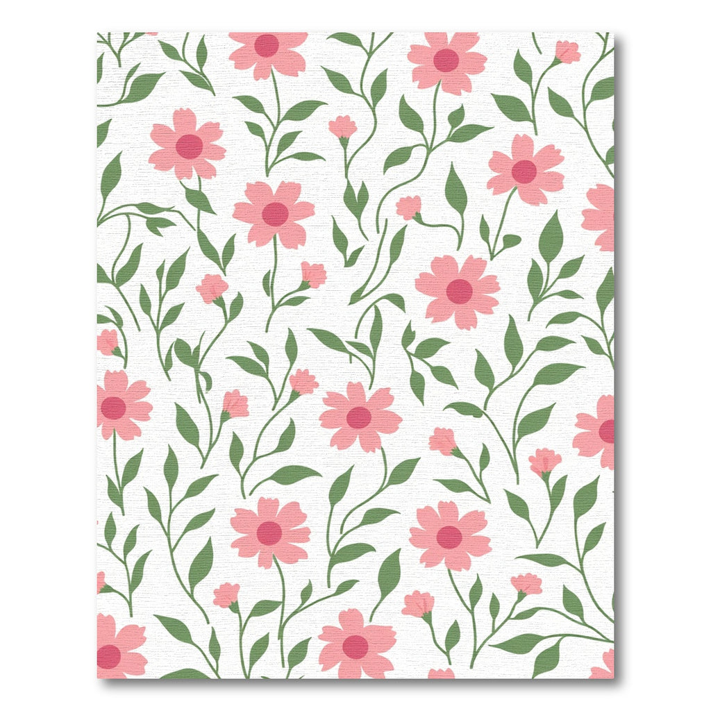 Pink Daisy Floral Vine Composition Rug
