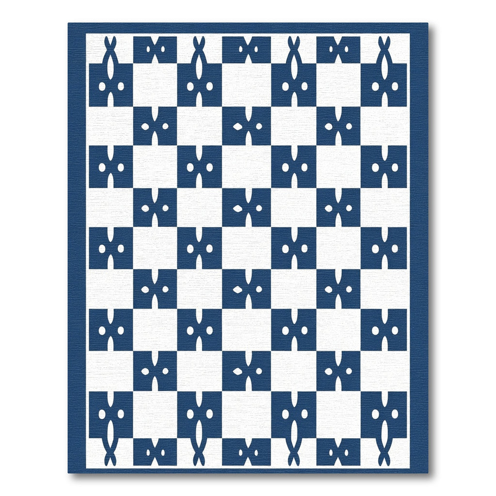 Classic Blue White Contemporary Checkerboard Rug
