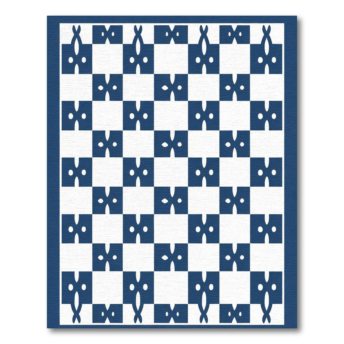 Classic Blue White Contemporary Checkerboard Rug