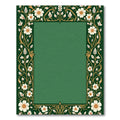 Dark Green Botanical Vine Border Rug