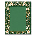 Dark Green Botanical Vine Border Rug