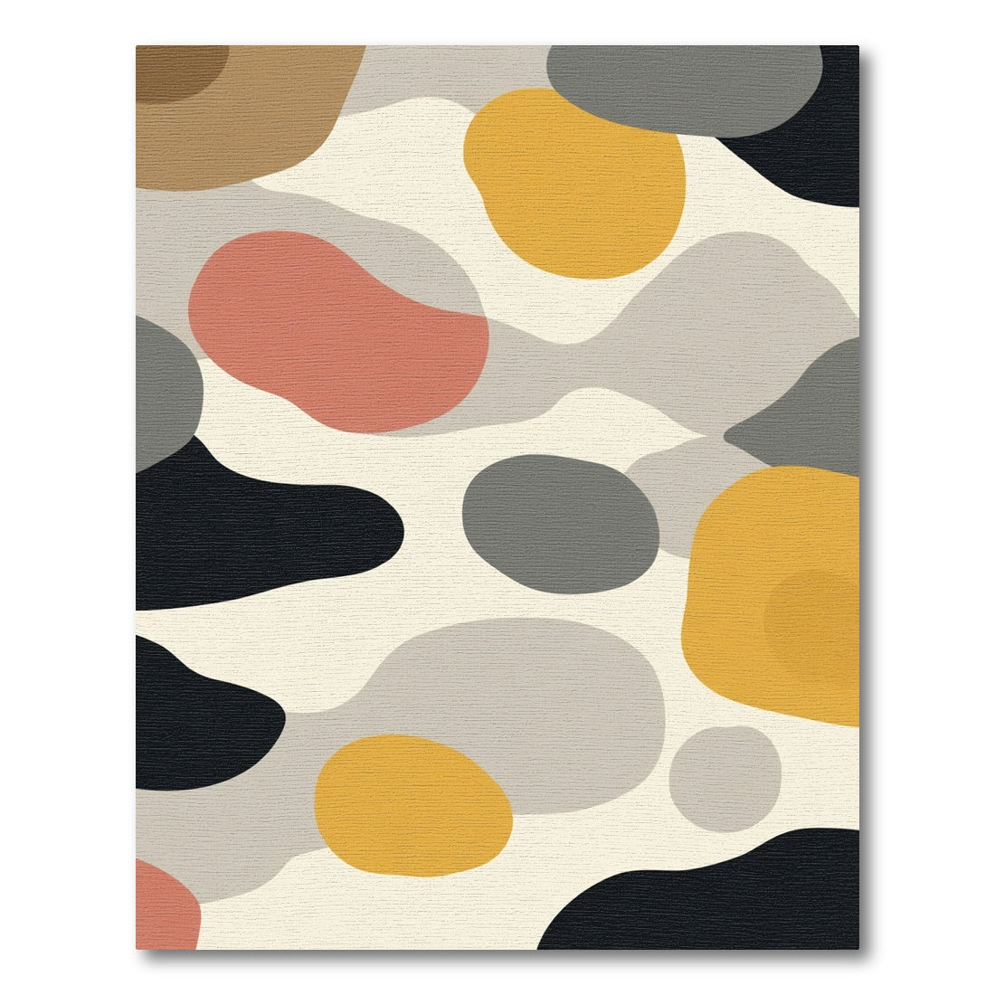 Abstract Ochre Coral Gray Blob Rug