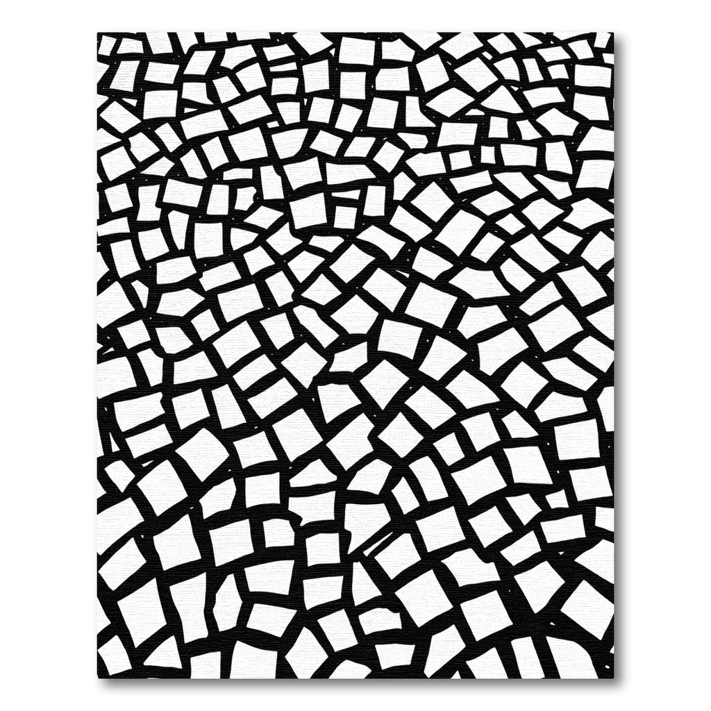 Abstract Black White Shattered Squares Rug