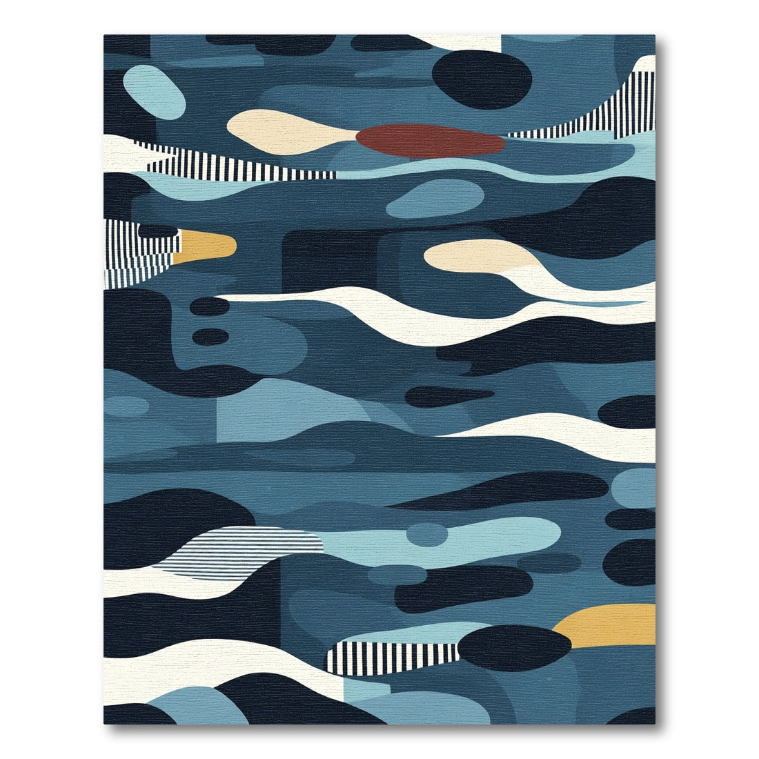 Abstract Marine Organic Waves Rug