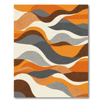 Warm Orange Abstract Wavy Landscape Rug