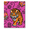 Bold Orange Tiger Pink Floral Swirls Rug