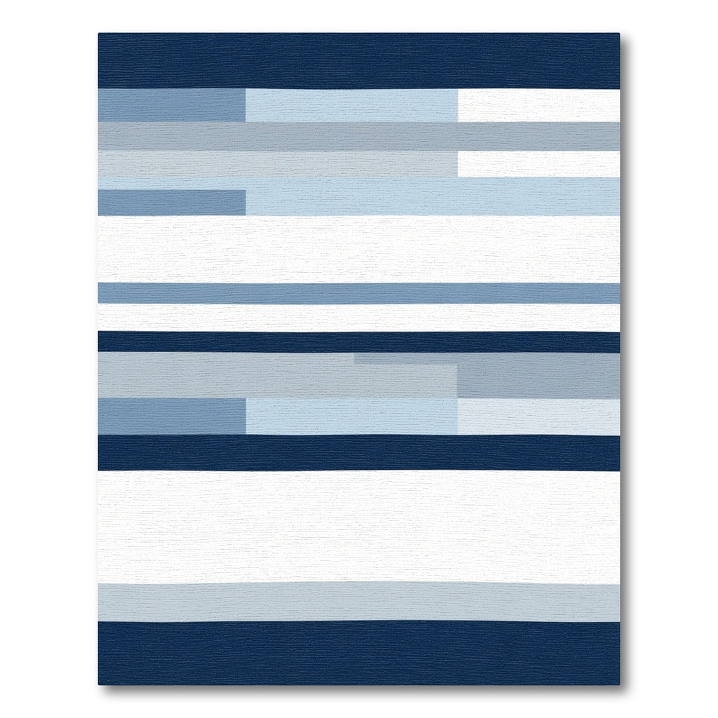 Modern Blue Gray Block Stripe Rug