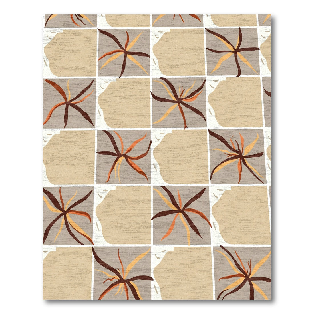 Earthy Geometric Abstract Starburst Rug