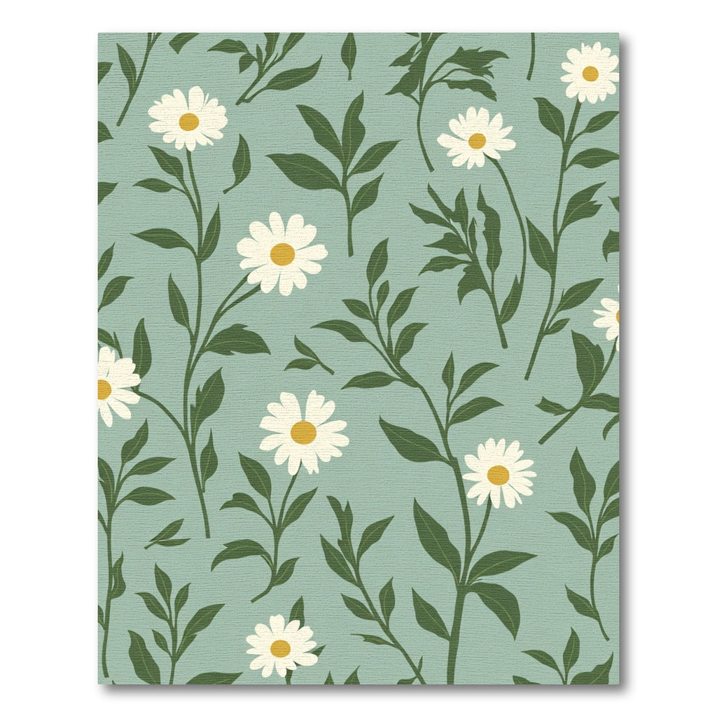 Green daisy floral vine washable rug