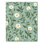 Green daisy floral vine washable rug