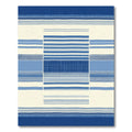 Navy White Blue Geometric Stripe Composition Rug