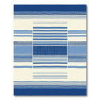Navy White Blue Geometric Stripe Composition Rug