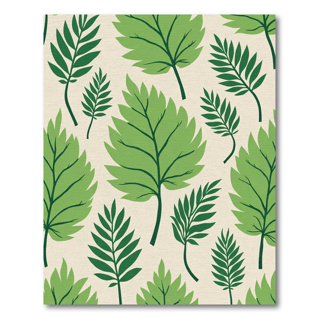 Green Leafy Branches Botanical Illustration Rug