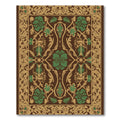 Brown Green Floral Vine Medallion Rug