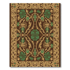 Brown Green Floral Vine Medallion Rug