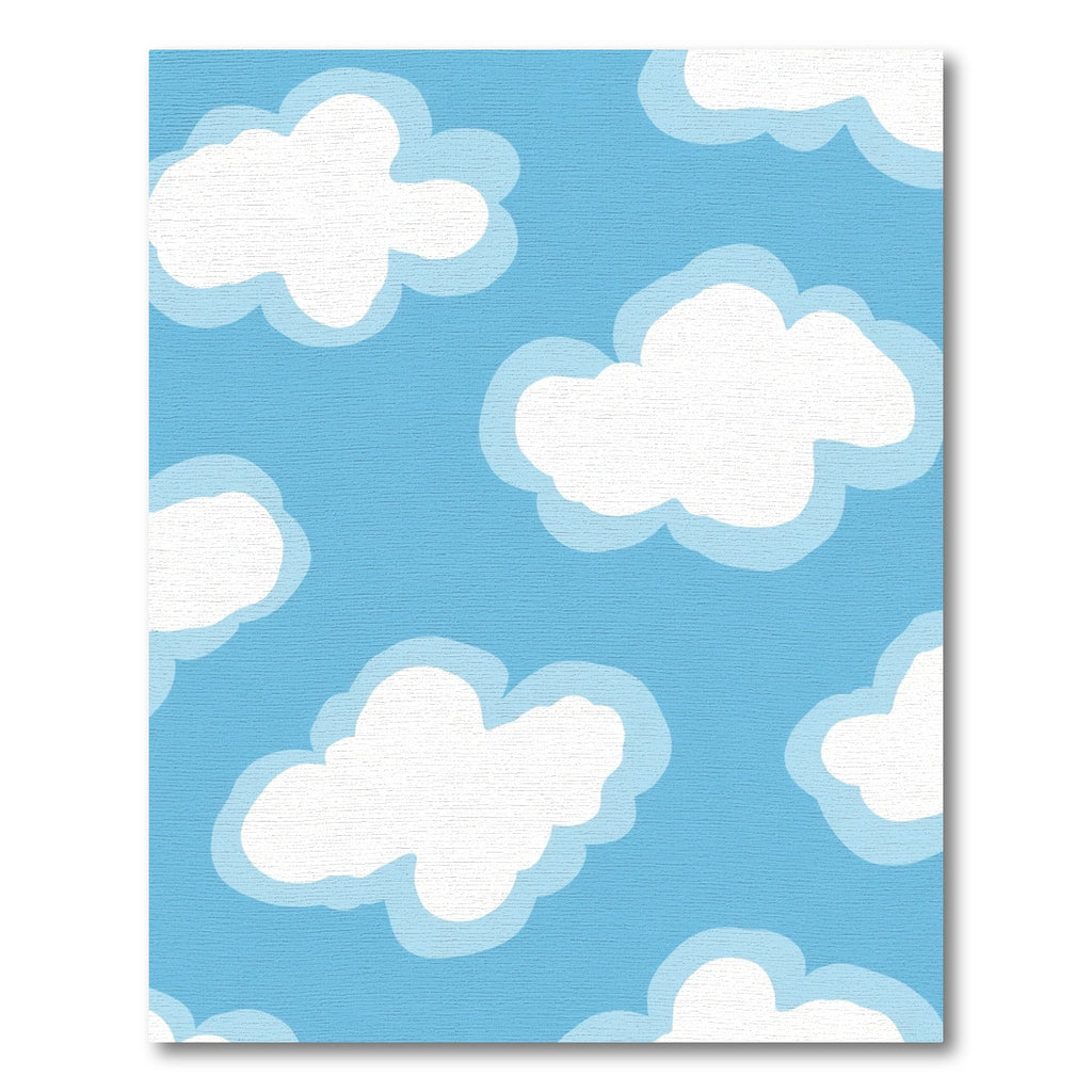 Whimsical White Clouds Blue Sky Repeat Rug