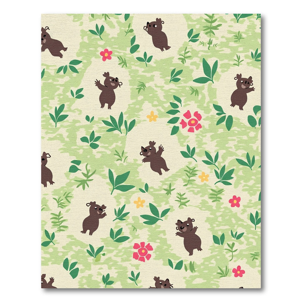 Cute Brown Bear Meadow Flowers Rug