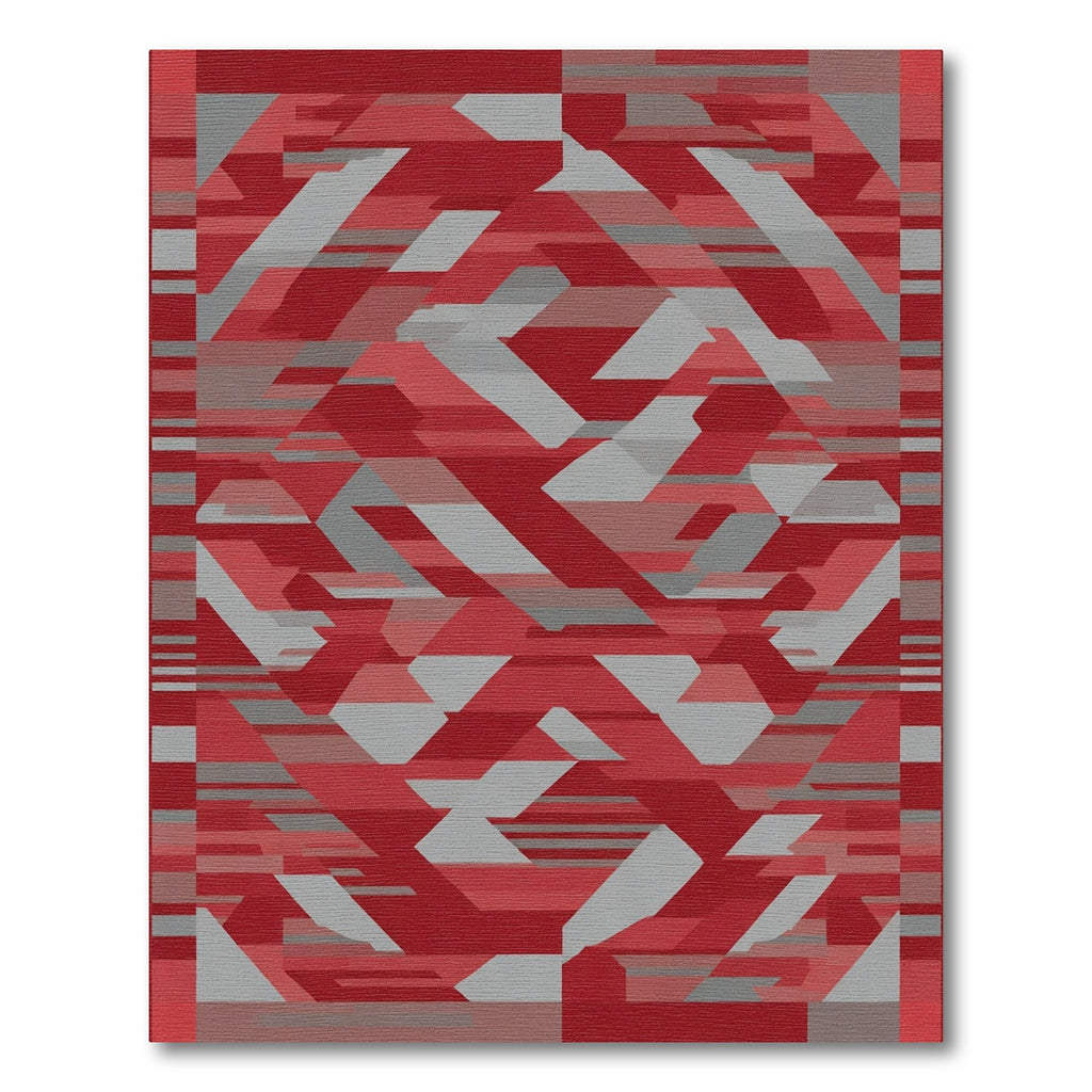 Red Gray Geometric Fragment Rug