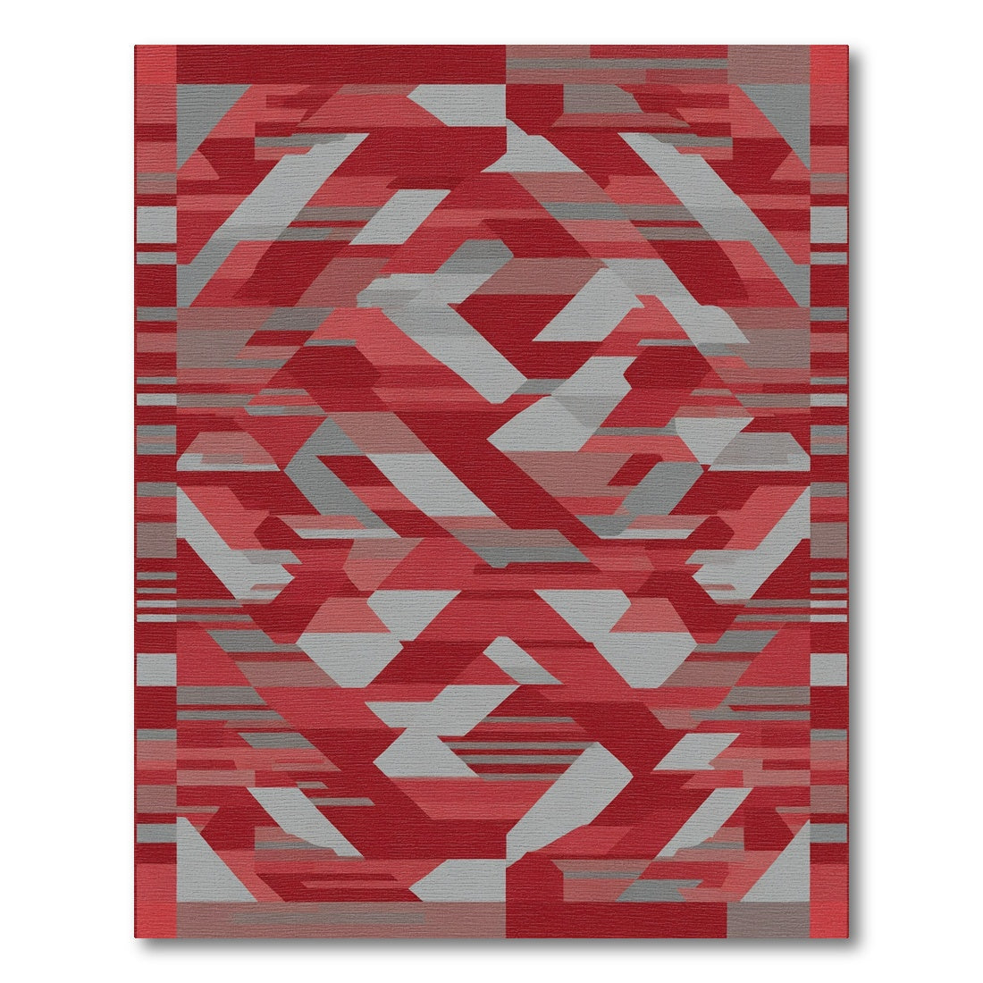 Red Gray Geometric Fragment Rug
