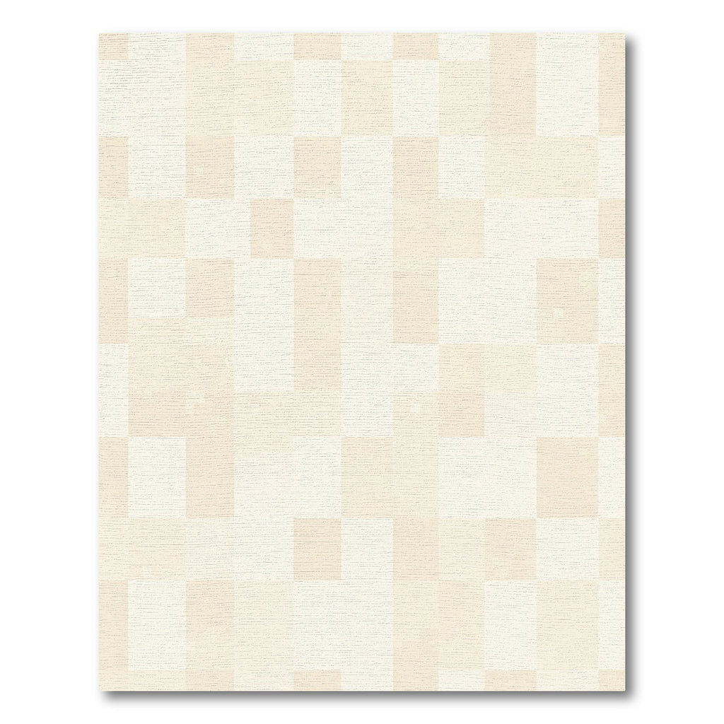 Soft Ivory Geometric Checks Rug