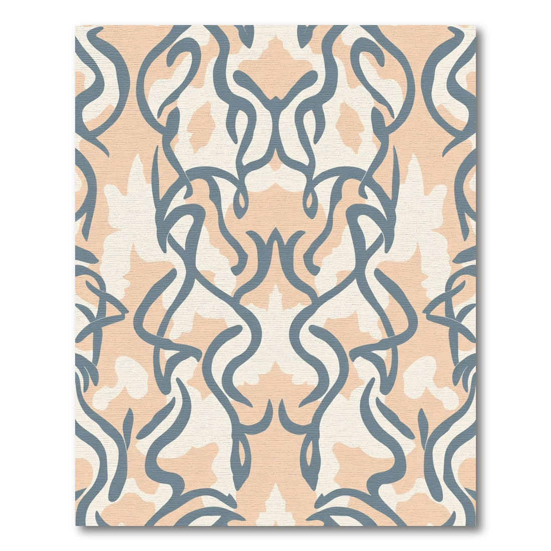 Contemporary Slate Blue And Peach Swirl Rug