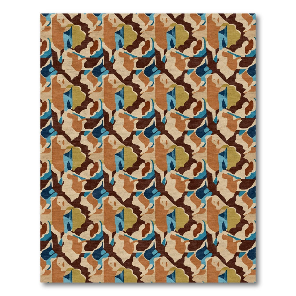 Earthy Camouflage Abstract Organic Forms Rug