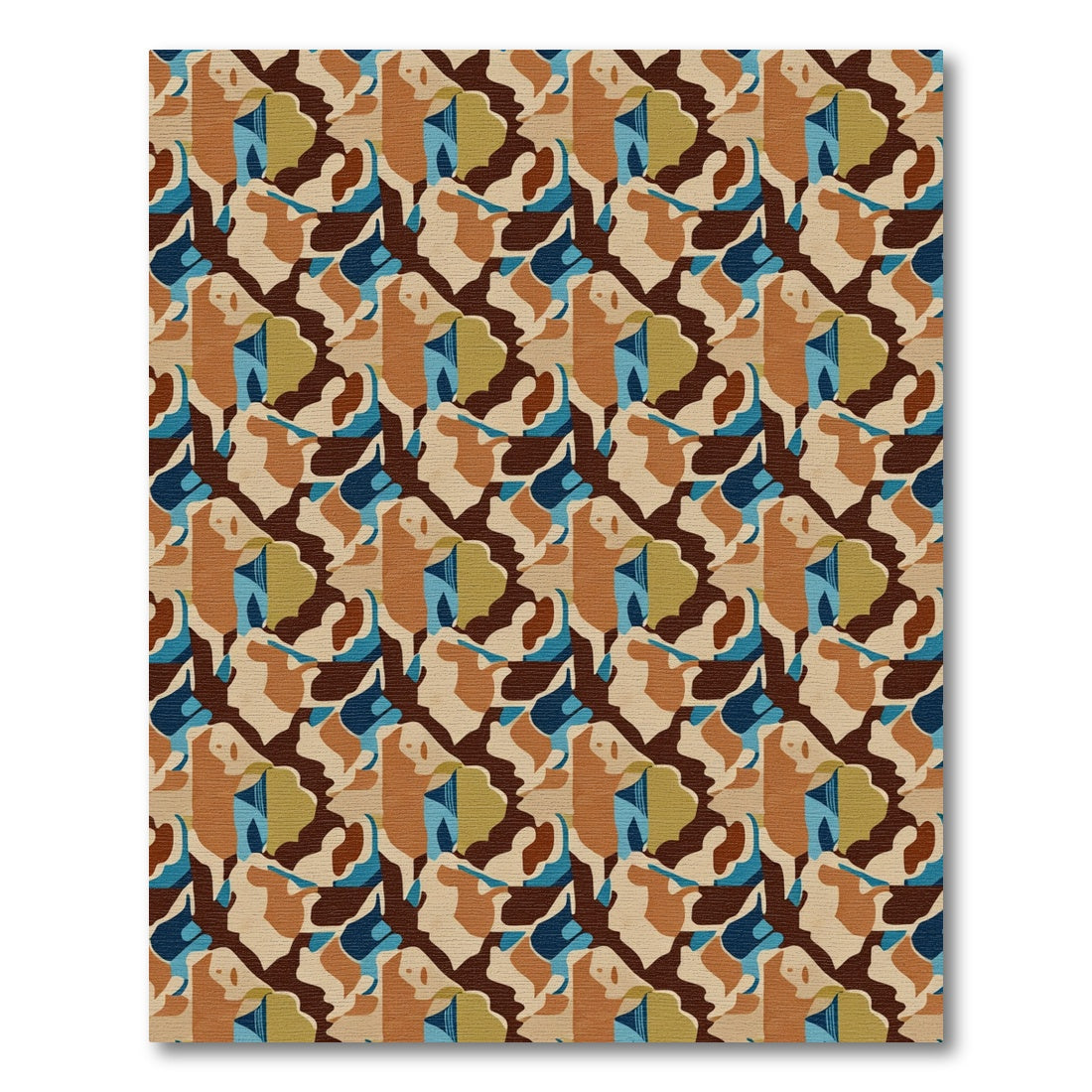 Earthy Camouflage Abstract Organic Forms Rug