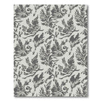 Drawn Dark Floral Branches Arrangement Rug