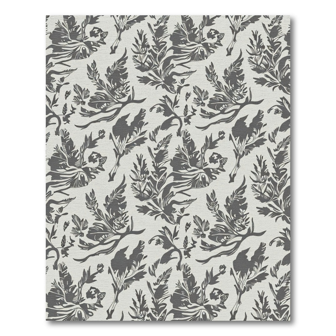 Drawn Dark Floral Branches Arrangement Rug