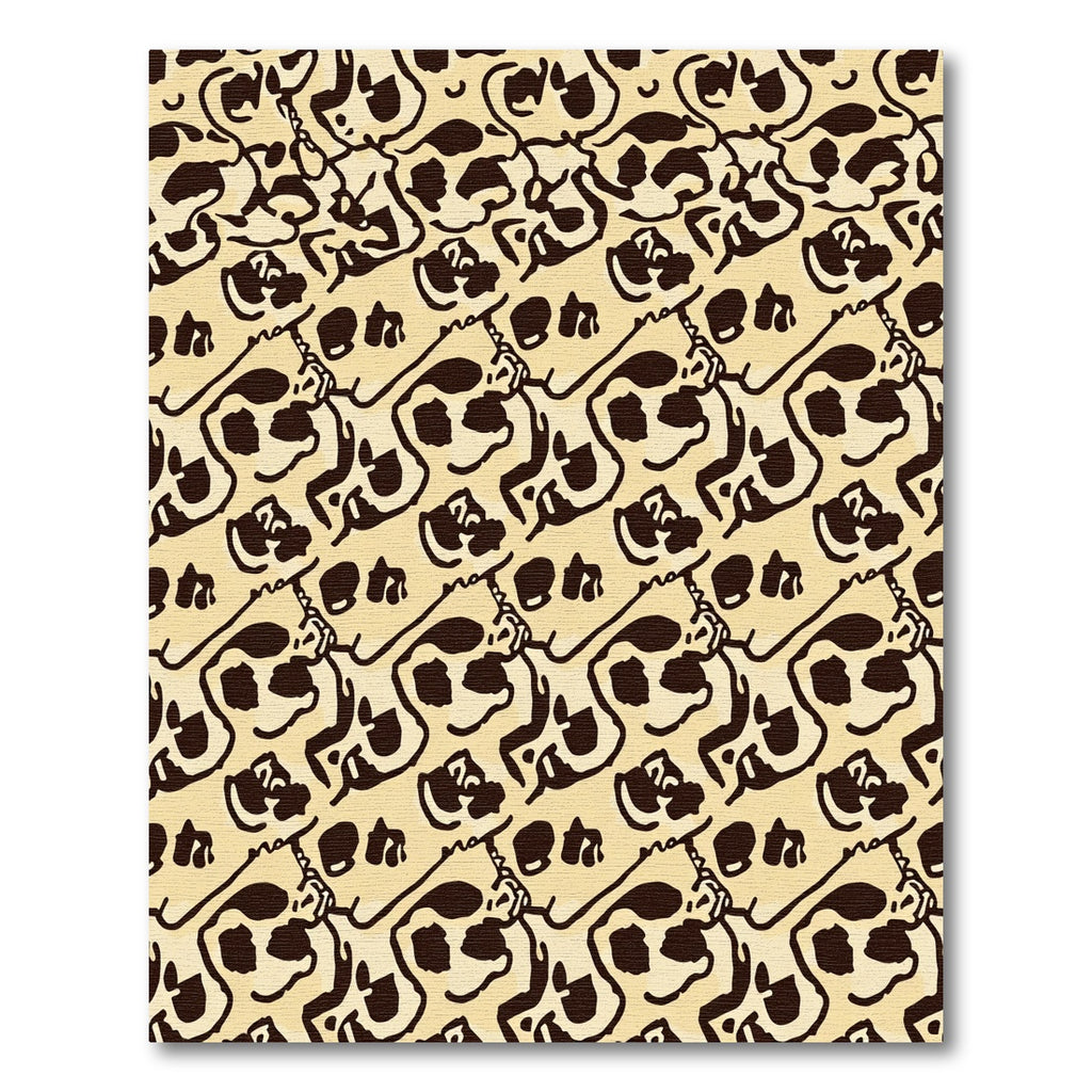Dark Brown Skull Repeating Pattern Rug