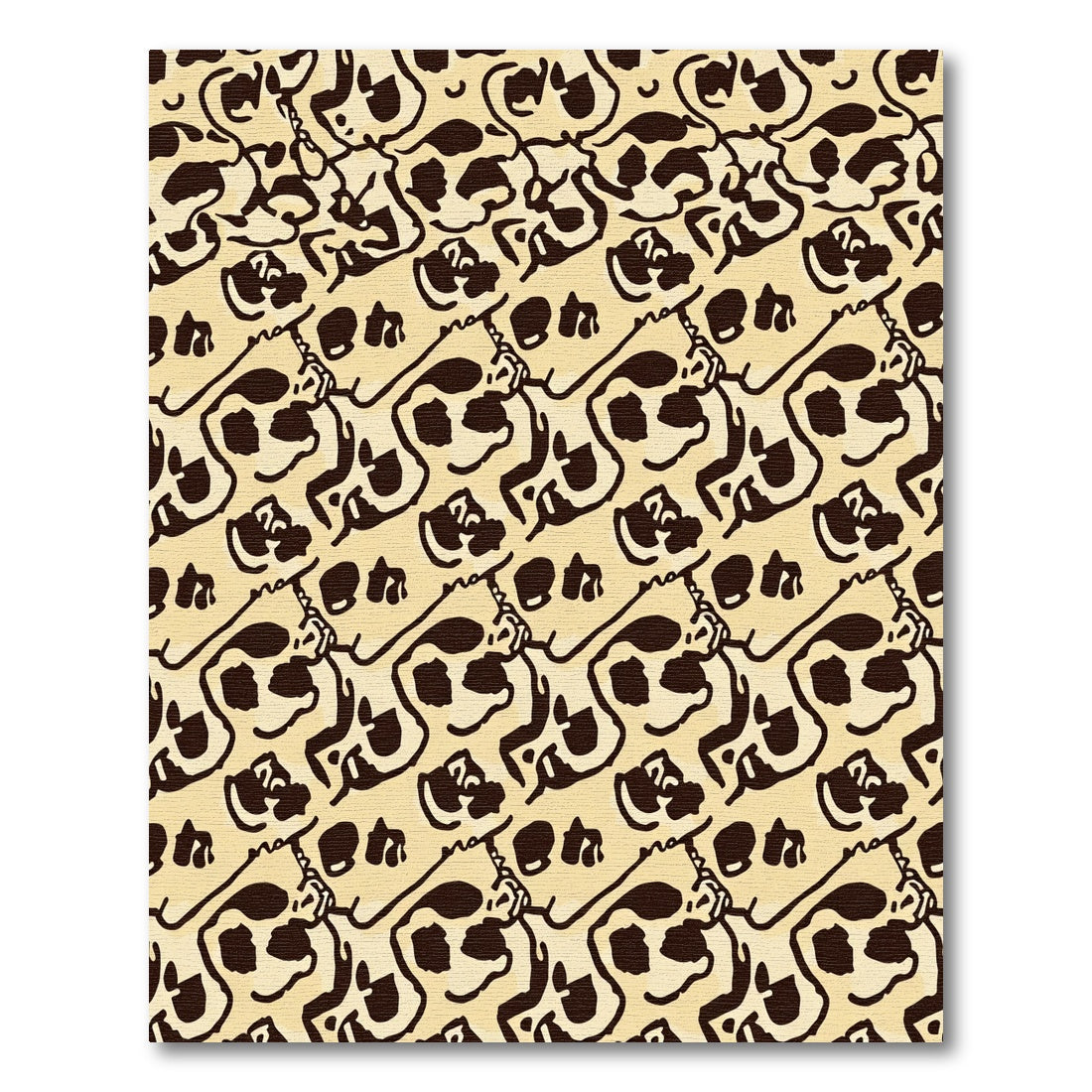 Dark Brown Skull Repeating Pattern Rug