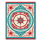 Crimson Teal Starburst Medallion Rug