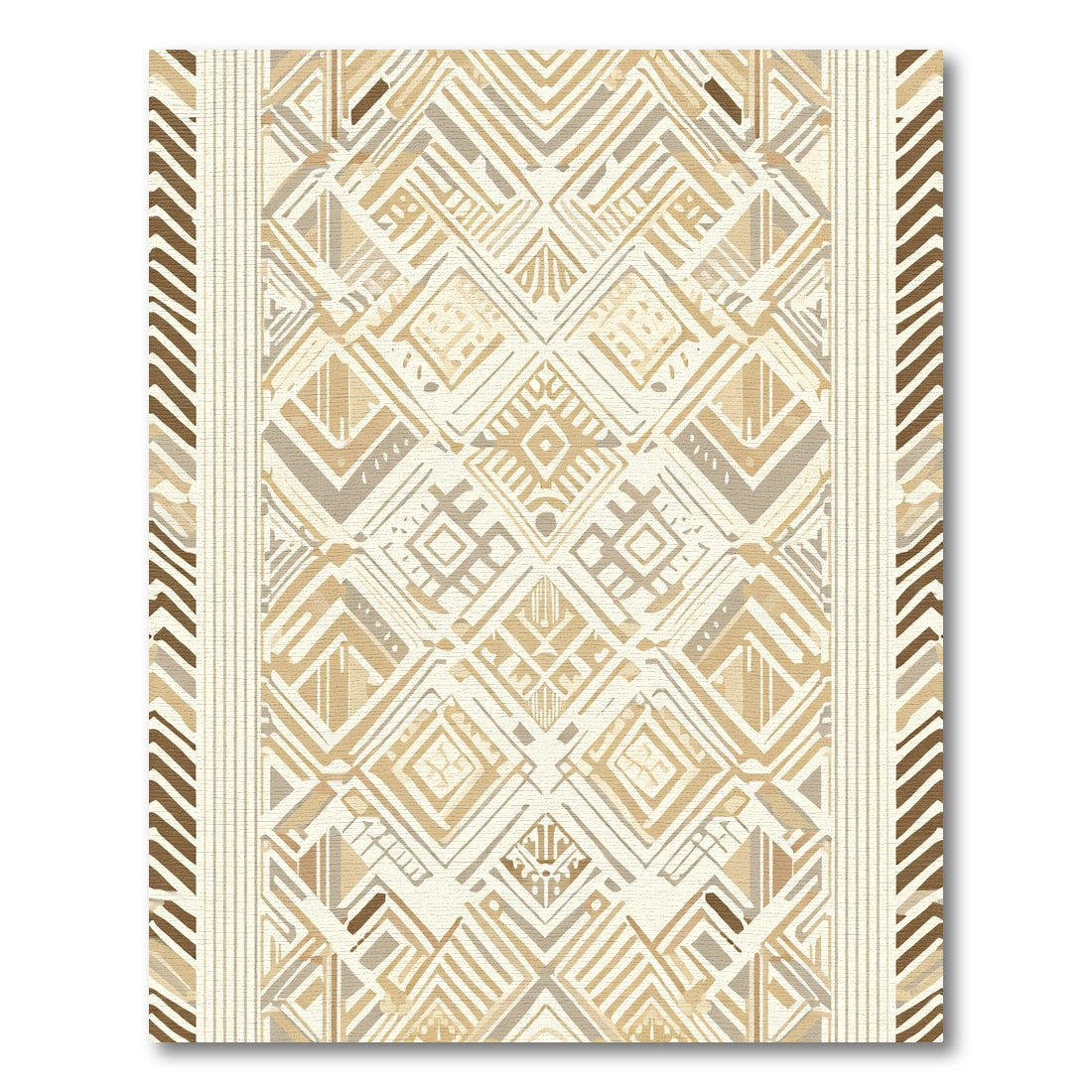 Neutral Geometric Diamond Tribal Rug