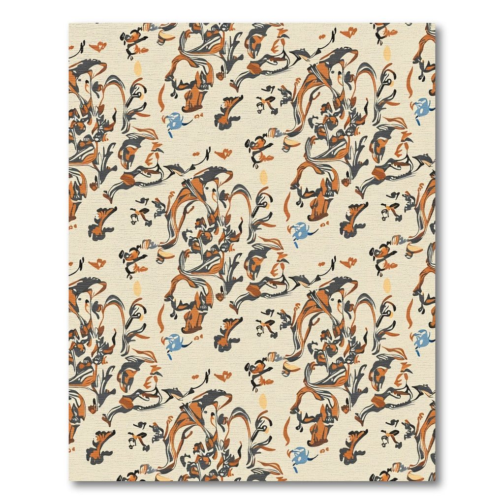 Creme Orange Gray Abstract Floral Swirls Rug