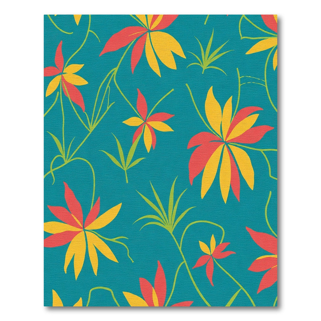 Coral Yellow Floating Floral Vines Rug