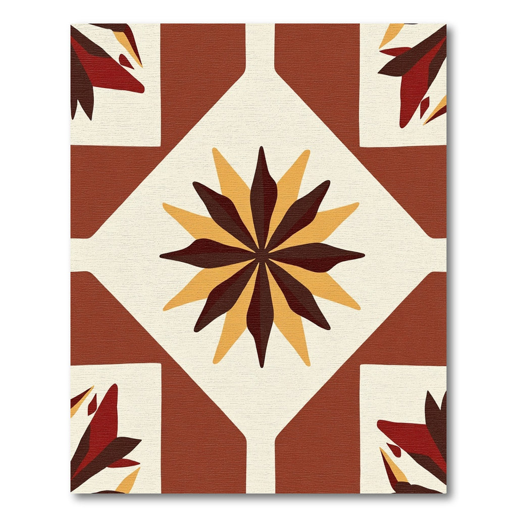 Terracotta Crimson Sunburst Medallion Rug