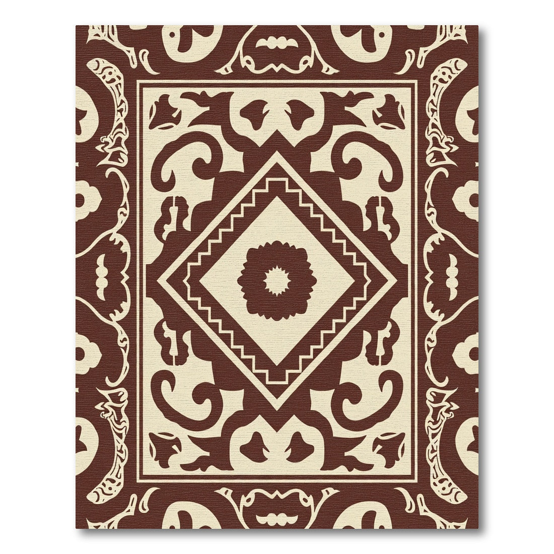 Brown Cream Tribal Medallion Rug