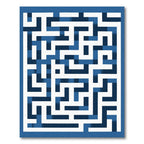 Blue White Geometric Maze Rug