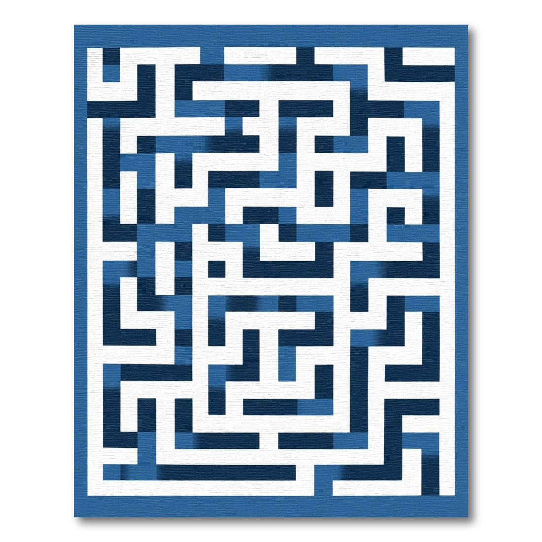 Blue White Geometric Maze Rug
