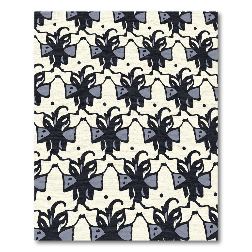 Dark Navy Abstract Floral Brocade Rug